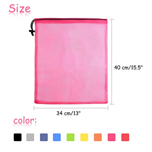 KUUQA 10 Pcs Mesh Drawstring Bag, Laundry Bag, Mesh Stuff Sack, Golf Ball Bag, Nylon Mesh Bag for Storage, Travel and Sports (Colorful, 13"x15.5") - Image 2