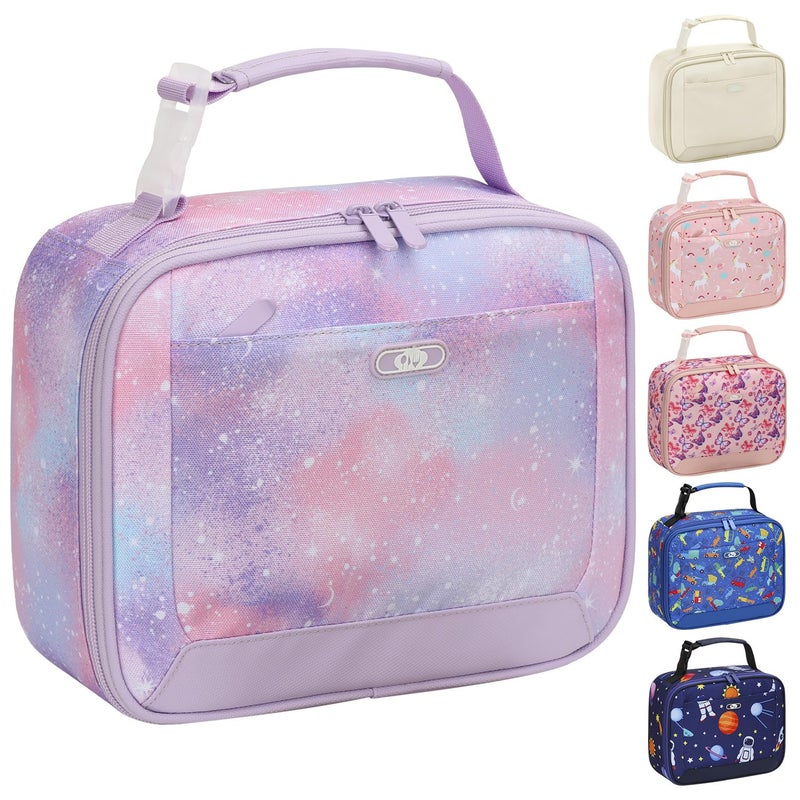 Tenot Lunch Box Kids Insulated Lunch Bag for Boys Girls Cute Reusable Lunch Tote Bag Waterproof Portable Thermal Lunch Box Kids for School Picnic Travel Light Purple Starry Sky - Image 1