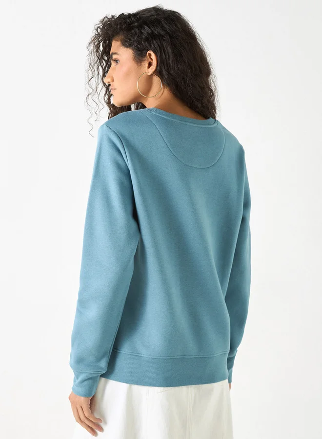 Lee Cooper Lee Cooper Logo Embroidered Cotton Sweatshirt with Long Sleeves