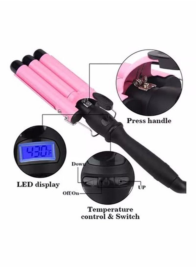 Gonice 3-Barrel Curling Iron Hair Crimper with Heat Resistant Glove and Travel Bag  - Image 2