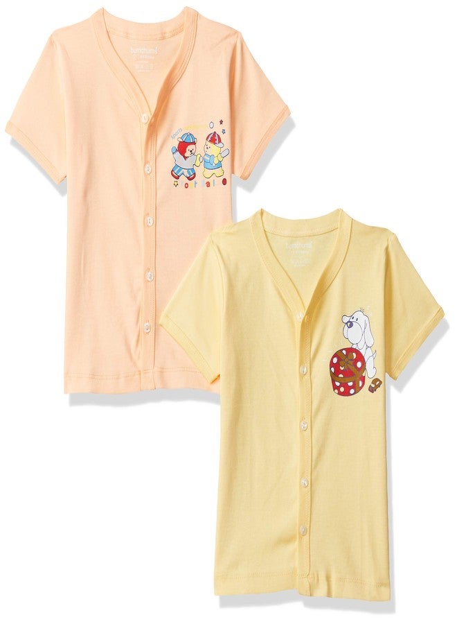 Bumchums Baby Boy's Plain Regular fit T-Shirt (Pack of 2) (RBMTSTIOJ1210000L and Print May Vary 6-9 Months) - Image 1