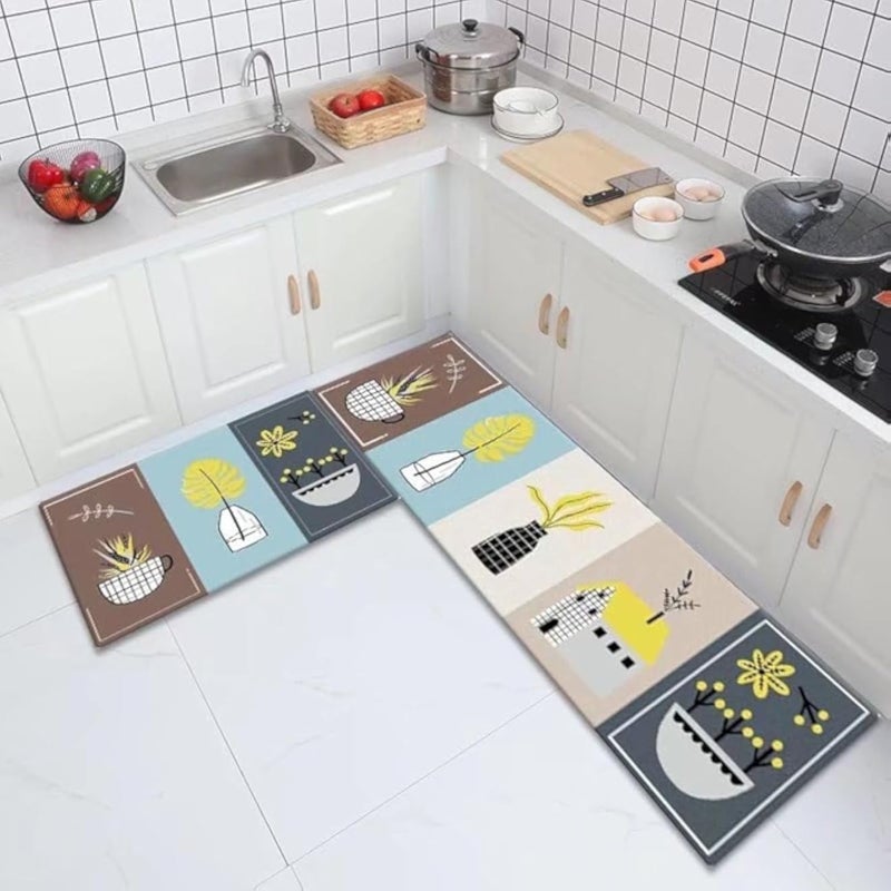 LESTER Oil-Proof Non-Slip Kitchen Mat Set multi-colors 40X60 + 40X120cm