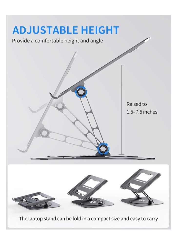 360° Rotating Laptop Stand, Foldable Metal Tablet Holder for Desk, Foldable and Lightweight Holder for Home Office, Work, Travel  - Image 4