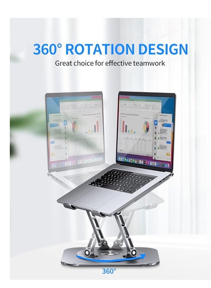 360° Rotating Laptop Stand, Foldable Metal Tablet Holder for Desk, Foldable and Lightweight Holder for Home Office, Work, Travel  - Image 3