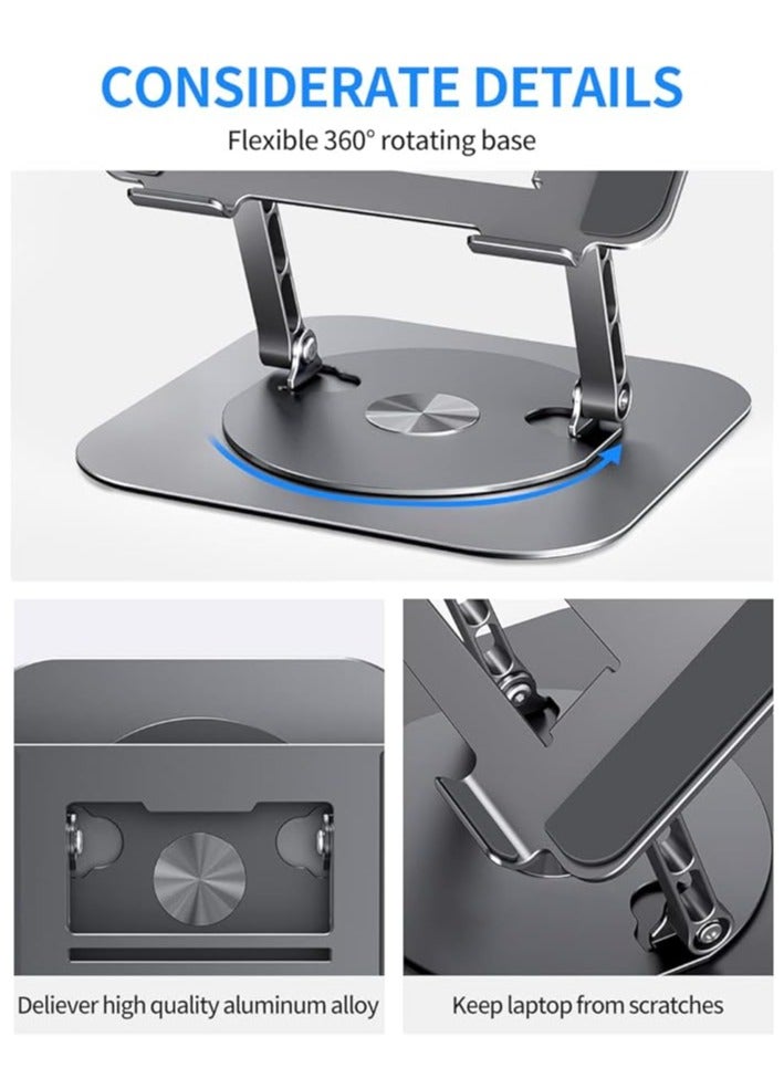 360° Rotating Laptop Stand, Foldable Metal Tablet Holder for Desk, Foldable and Lightweight Holder for Home Office, Work, Travel  - Image 5