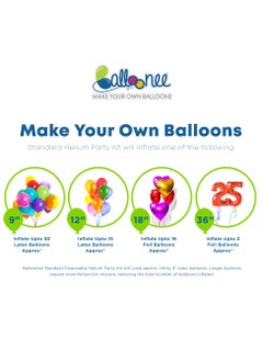 Balloonee Standard Disposable Helium Party Kit - Pack of 3, Helium Tank for Balloons At Home  - Image 3