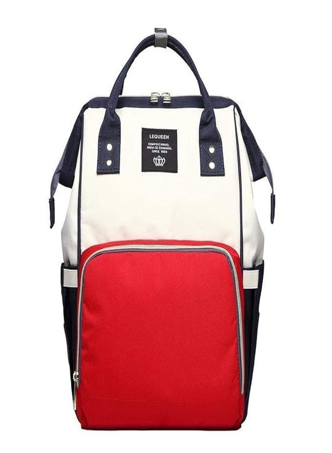 RASOFAB ZWERLIN Multifunctional Diaper Bag Backpack – Stylish Maternity Baby Care Travel Bag with Large Capacity & Insulated Pockets (Red & White) - Image 1