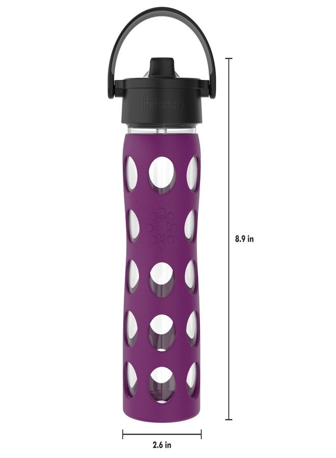 Lifefactory 16-Ounce Glass Water Bottle with Pivot Straw Cap and Protective Silicone Sleeve, Plum - Image 5
