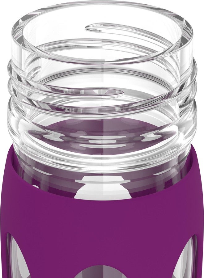 Lifefactory 16-Ounce Glass Water Bottle with Pivot Straw Cap and Protective Silicone Sleeve, Plum - Image 4