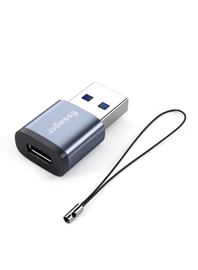 ايساجر محول OTG من Essager USB-C أنثى إلى USB-A 3.0 ذكر - شحن ونقل بيانات 3 أمبير - غلاف من الألومنيوم - لمحركات أقراص فلاش والهواتف الذكية والأجهزة اللوحية - رمادي - Image 1