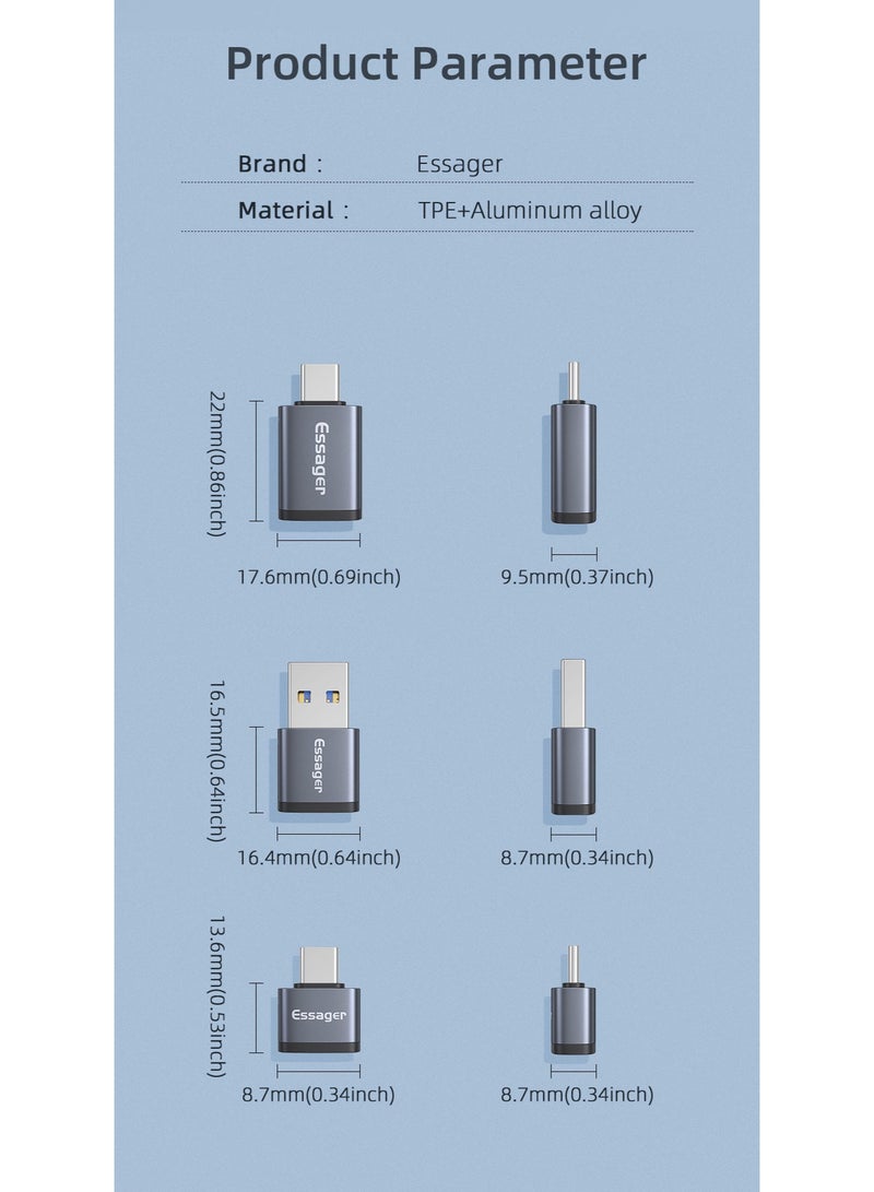 ايساجر محول OTG من Essager USB-C أنثى إلى USB-A 3.0 ذكر - شحن ونقل بيانات 3 أمبير - غلاف من الألومنيوم - لمحركات أقراص فلاش والهواتف الذكية والأجهزة اللوحية - رمادي - Image 3