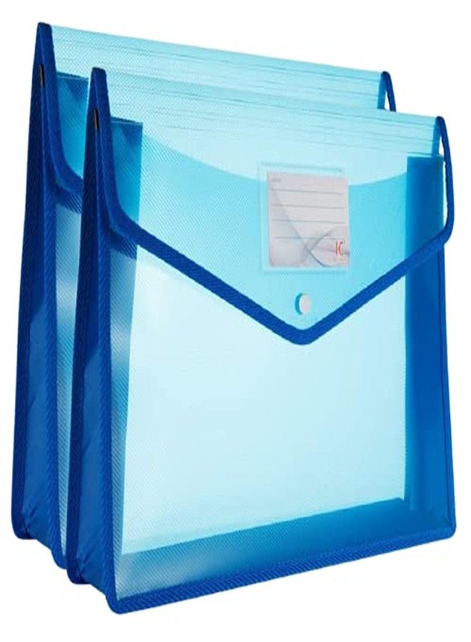FEDUS Document Holder Envelope Folder,File Storage Bag with Snap Button Transparent Plastic File for documents File Holder/Document Folder for Certificates Legal Documents Organizers,Pack 2 Blue - Image 1