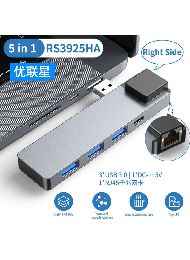Union Star Ulinkstar Usb 3.0 To Gigabit Ethernet Adapter Hub Splitter, Notebook Right-side Direct-plug Expansion Dock Five-in-one, Ethernet Adapter Rj45 Computer Network Card Mouse Keyboard 3925ha - Image 5