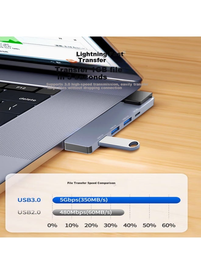 Union Star Ulinkstar Usb 3.0 To Gigabit Ethernet Adapter Hub Splitter, Notebook Right-side Direct-plug Expansion Dock Five-in-one, Ethernet Adapter Rj45 Computer Network Card Mouse Keyboard 3925ha - Image 3