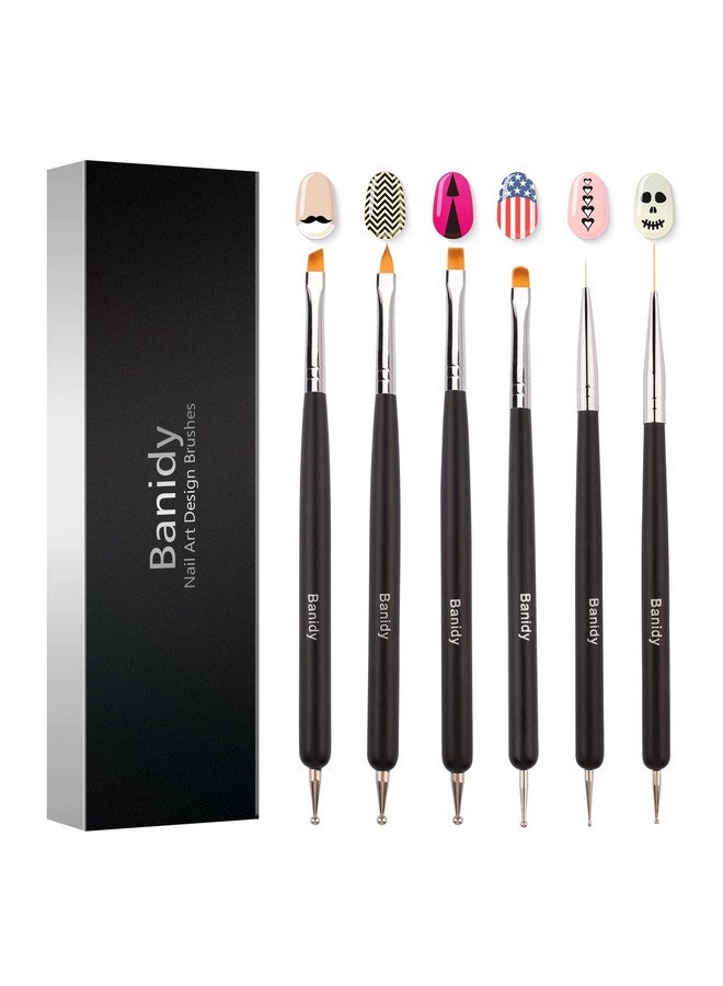 Banidy Nail Art Brushes for Gel Nail Art Nail Design Brush Tools Dual-Head Pen Painting Set Include Nail Extension Gel Brush Nail Art Liner Brush Nail Dotting Pen for DIY Manicure Gel Polish - Image 1