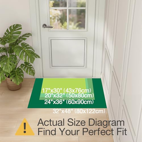 LUMI Ultra Thin Door Mat for Entryway 20x32 Low Profile Non Slip Rubber Backing Indoor Doormat Easy Clean Welcome Entrance Mat for Inside House Patio Khaki - Image 3