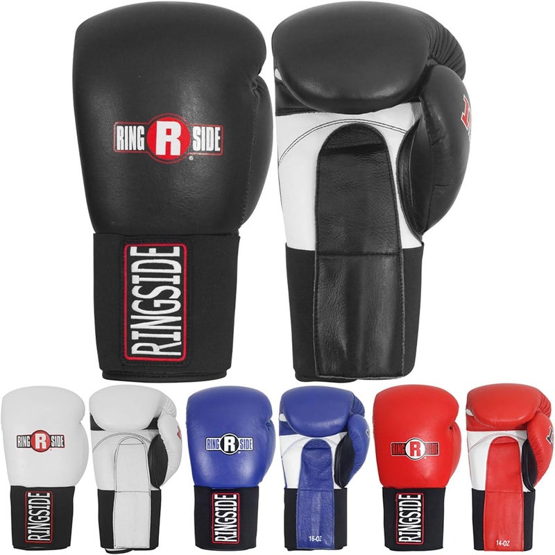 Ringside IMF Tech Hook and Loop Boxing Training Sparring Gloves - 14oz Black - Image 1