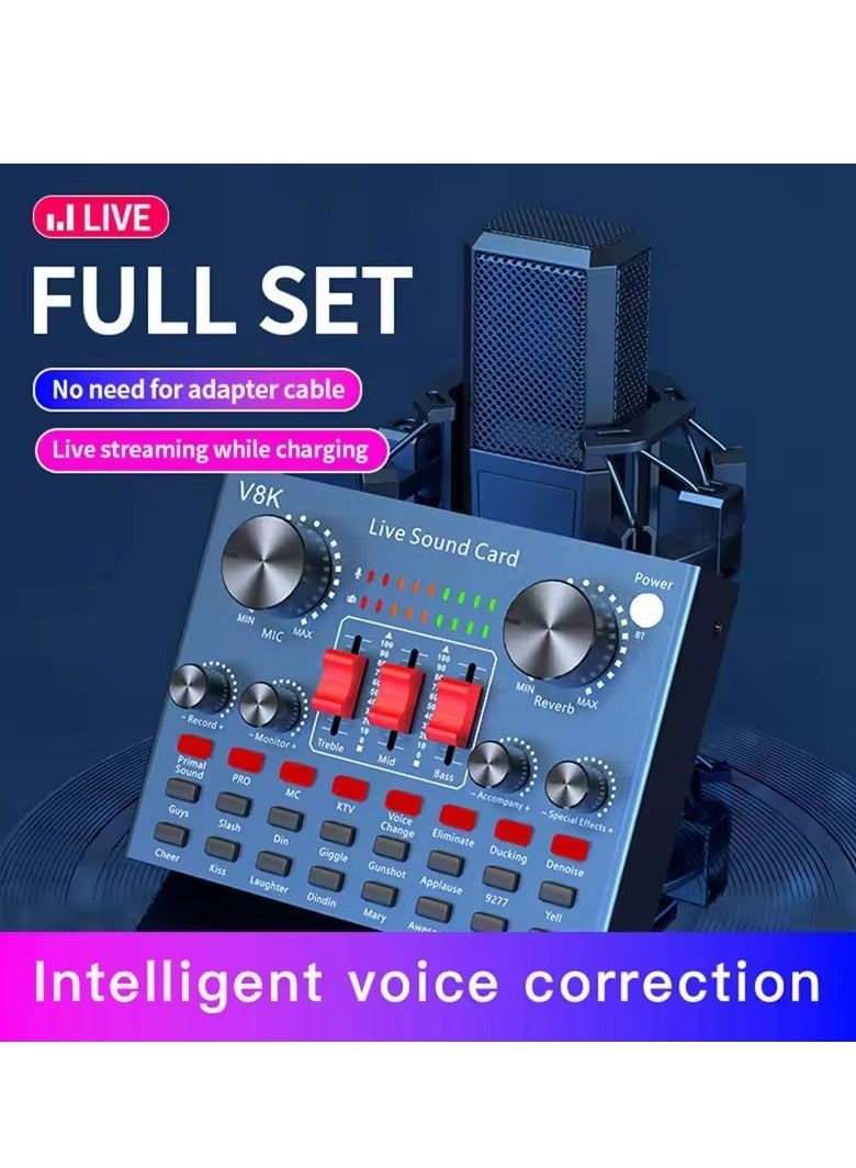 V8k External Live Sound Card Condenser Microphone Set Black - Image 3