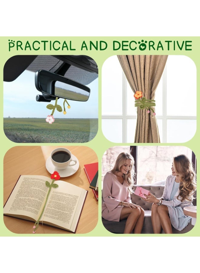 Crochet Kit for Beginners - 8 Flower Bookmarks Knitting Kit w/Step-by-Step Video Tutorials & Soft Yarn, Hook - Wobbles DIY Art Craft Kit for Adults Kids, Birthday Gifts for Women Girls Teen - Image 2