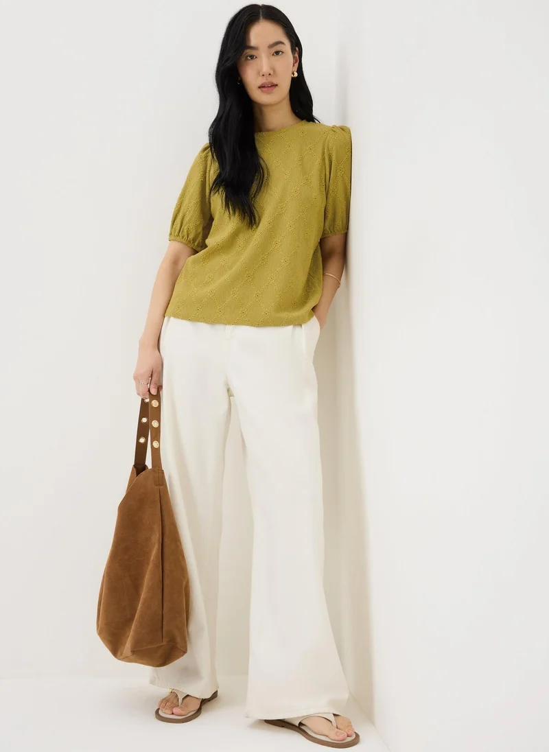 ماتلان Olive Textured Puff Sleeve Top