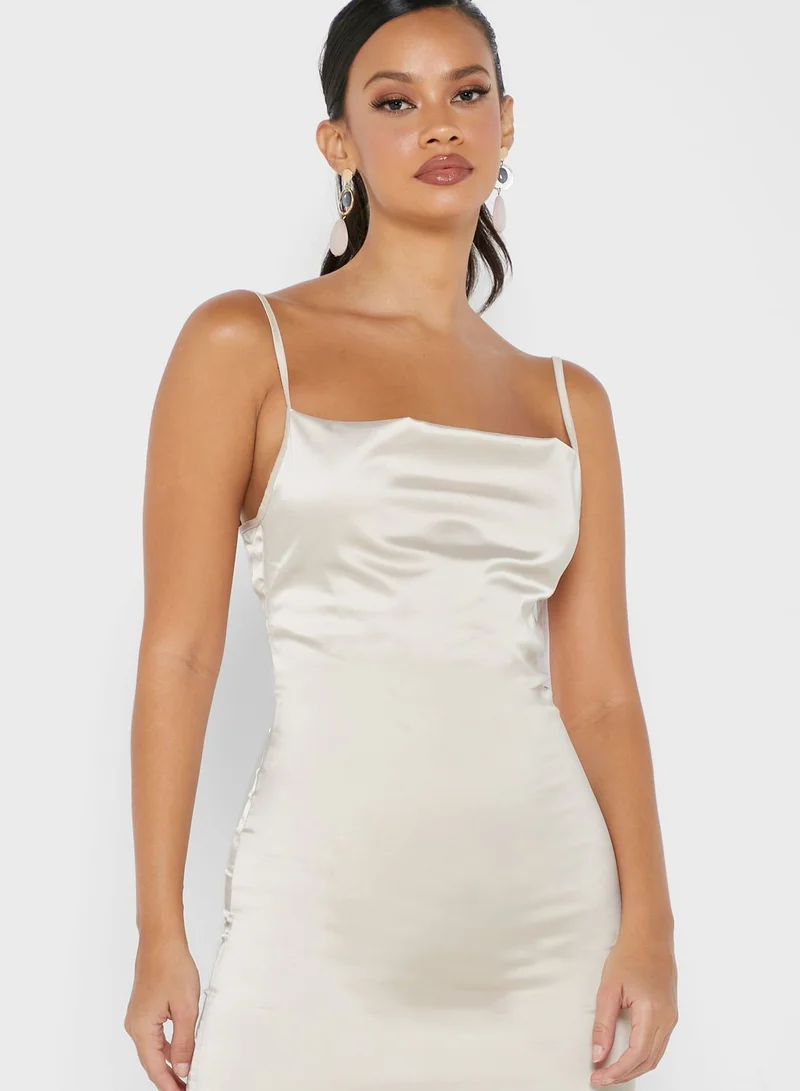 Missguided Tall Cowl Neck Satin Dress