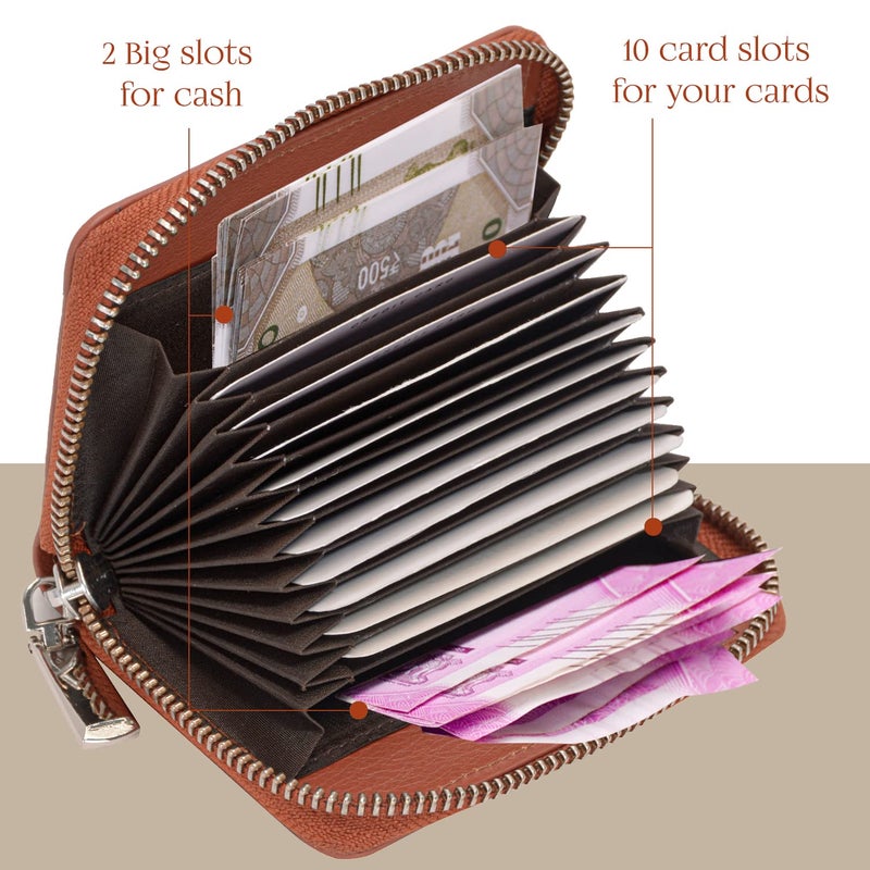 Rigohill Vittori RFID Blocking Leather Wallet for Men | Wallets Men Leather | Mens Wallet with 14 Card Slot (Rust) - Image 3