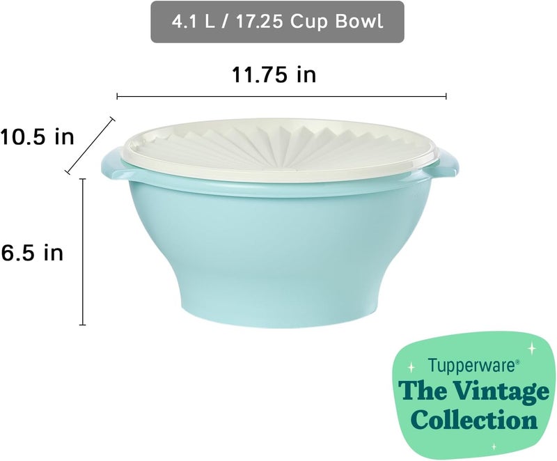 Tupperware مجموعة توبراير هيريتاج 1725 كوب وعاء مع غطاء ستاربرست لون أزرق فاتح عتيق آمن في غسالة الصحون وخالي من BPA 41 لتر - Image 3