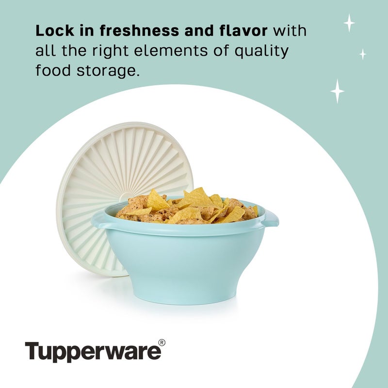 Tupperware مجموعة توبراير هيريتاج 1725 كوب وعاء مع غطاء ستاربرست لون أزرق فاتح عتيق آمن في غسالة الصحون وخالي من BPA 41 لتر - Image 5