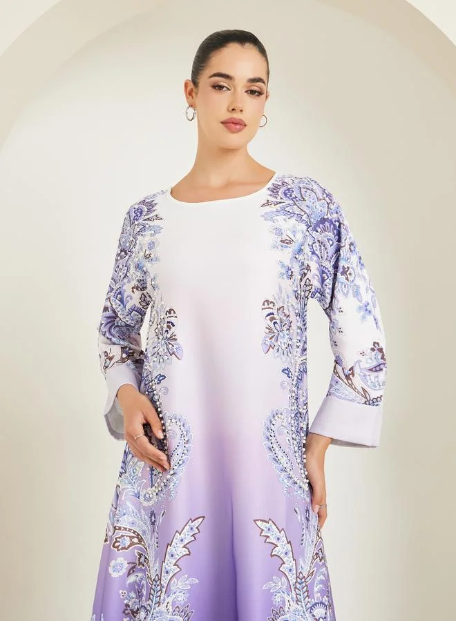 Amirah Women Purple Purple Ombre Paisley Jalabiya