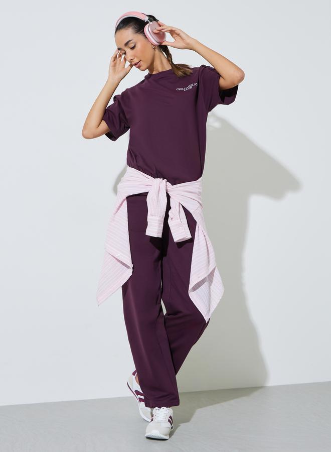 Styli Purple Barrel Fit Cotton Blend Joggers - Image 1