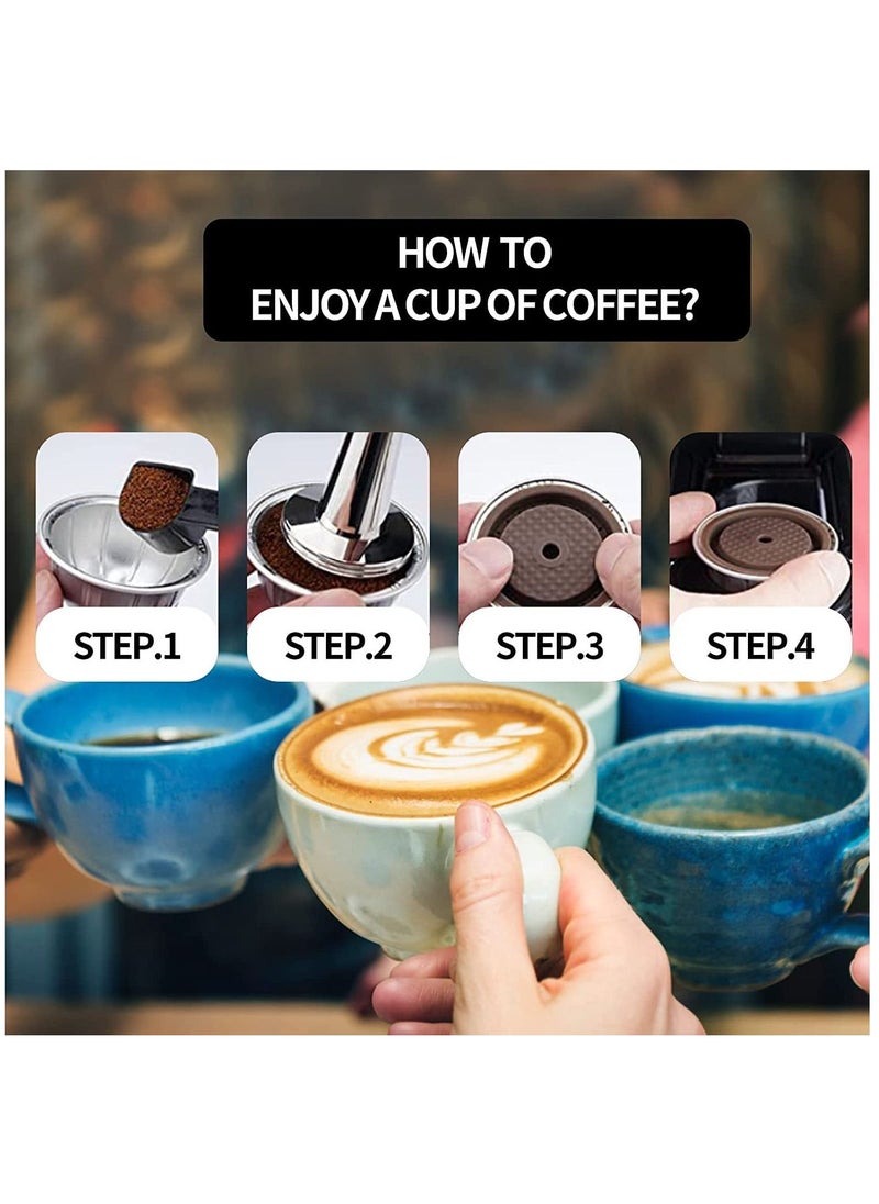 KASTWAVE - Reusable Coffee Capsule Lid for Original Vertuoline & Vertuo CapsulesPods, Food Grade Silicone Cap for Refillable Nespresso Vertuo Capsule with Scoop and Brush, 4 PCS - Image 1