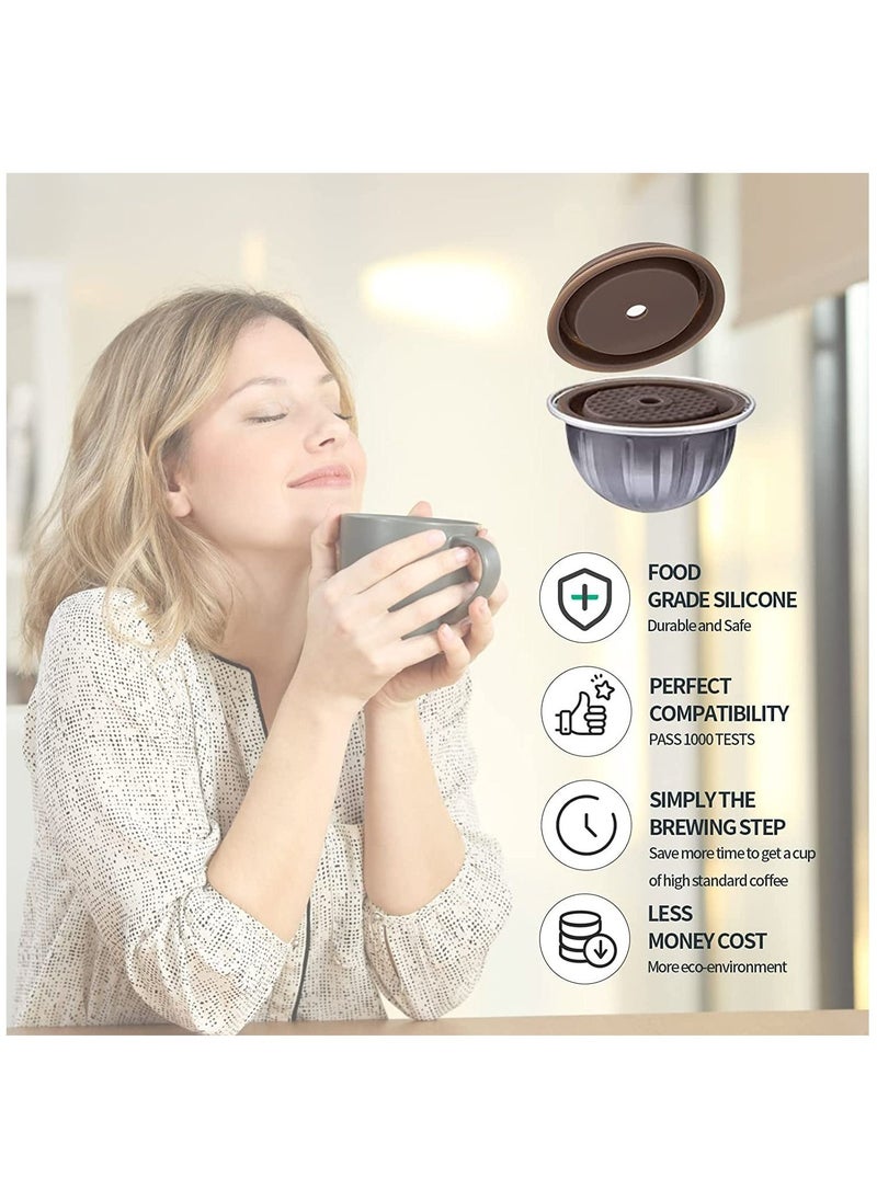 KASTWAVE - Reusable Coffee Capsule Lid for Original Vertuoline & Vertuo CapsulesPods, Food Grade Silicone Cap for Refillable Nespresso Vertuo Capsule with Scoop and Brush, 4 PCS - Image 1