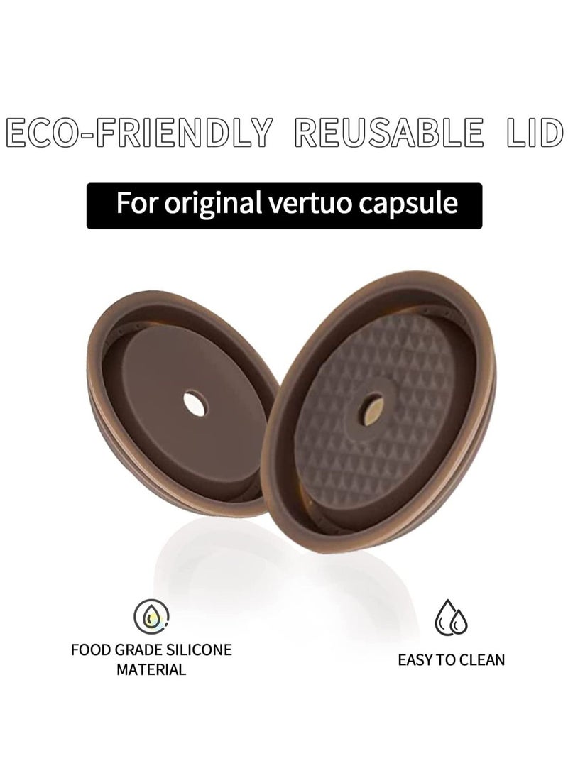 KASTWAVE - Reusable Coffee Capsule Lid for Original Vertuoline & Vertuo CapsulesPods, Food Grade Silicone Cap for Refillable Nespresso Vertuo Capsule with Scoop and Brush, 4 PCS - Image 1
