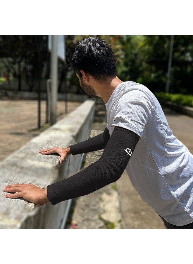 HEELIUM Bamboo Compression Arm Sleeves For Men & Women | Full Arm Support | Durable & Odour-Free Arm Sleeves For Running, Cycling & Outdoor Activities - Image 4