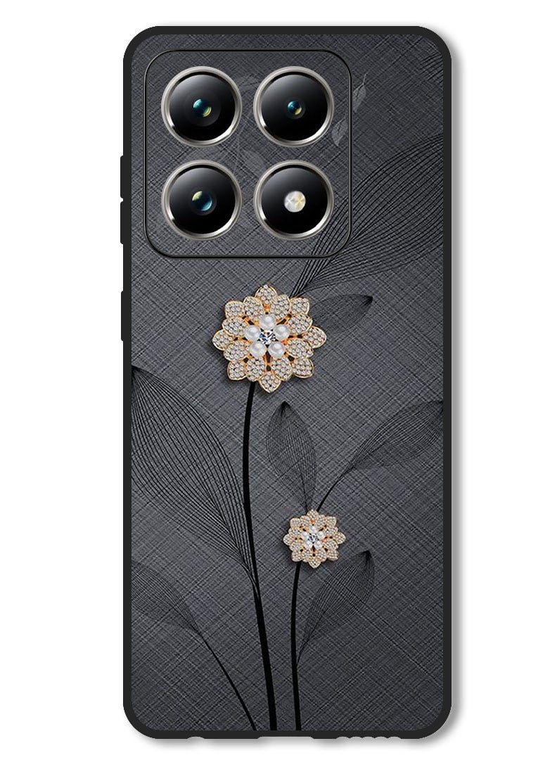 Theodor Case Compatible with Xiaomi 14T Protection Shockproof Bumper Cover Diamond Flowers - Image 1