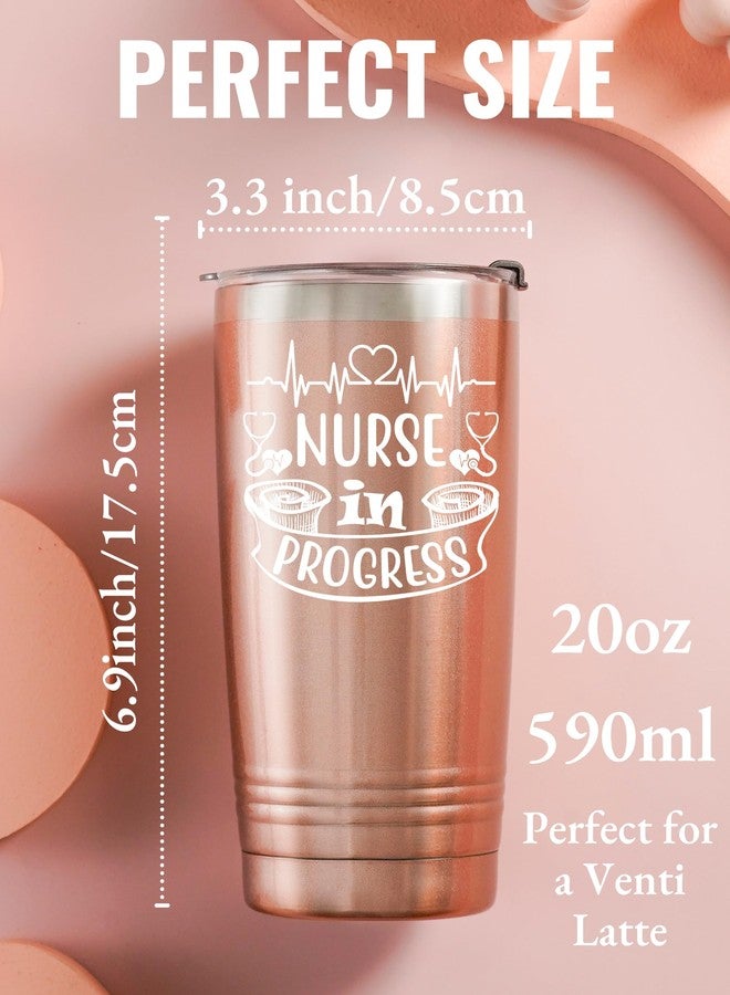 Onebttl Nursing School Student Gifts Tumbler for Women Men, Nurse Medical School Student Gifts, 20oz Stainless Steel Cup with Lid Straw for Christmas, Birthday - Rose Gold Nurse in Progress - Image 3