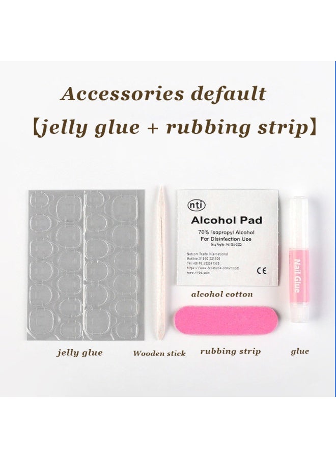 ريزونيكس 24 قطعة من أظافر اللوز الصناعية متوسطة الحجم، أظافر صناعية باللون الأحمر العنابي مع تصميم فيونكة من أحجار الراين، غراء أكريليك لامع على الأظافر للنساء، مناسب لحفلات الزفاف والارتداء اليومي - Image 5