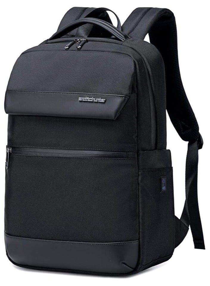 ah arctic hunter Slim Backpack for Men 16L Compact Office 15.6-inch Laptop Bag 2 Pockets Lightweight Water-resistant Premium Backpack for Office Daily Use College,B00671-Black  - Image 1