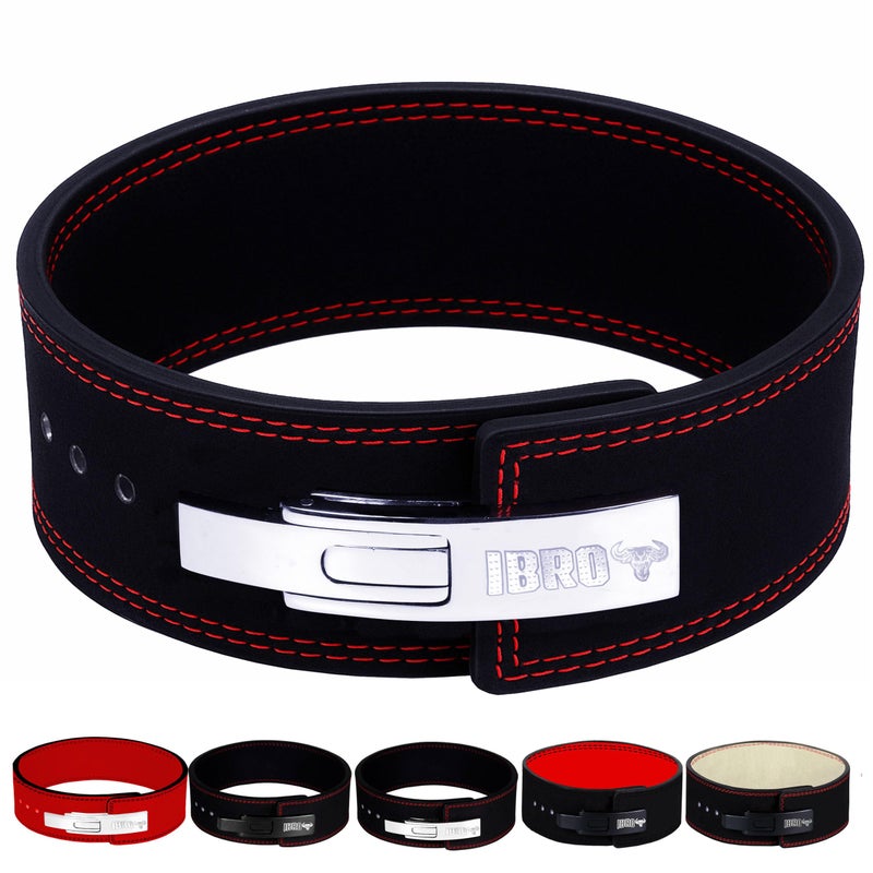 IBRO Powerlifting Lever Gym Belt Power 10MM Extreme Heavy Duty Genuine Leather Belts Squats Deadlifts Bodybuilding Weight Lifting IPF Power Lifting Strongman for Men Black S