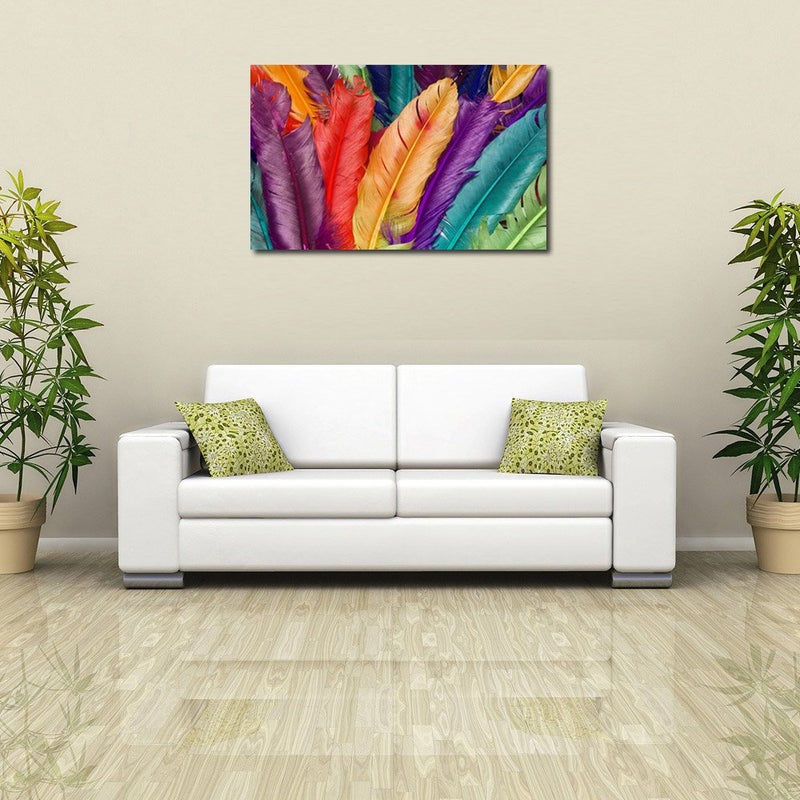999STORE 999STORE Wooden Stretched Framed Wall art with frames paintings big for living room canvas painting Bird Feathers modern stylish dcor home hanging Canvas 36X24 Inches Strectched Canvas 30102014090 