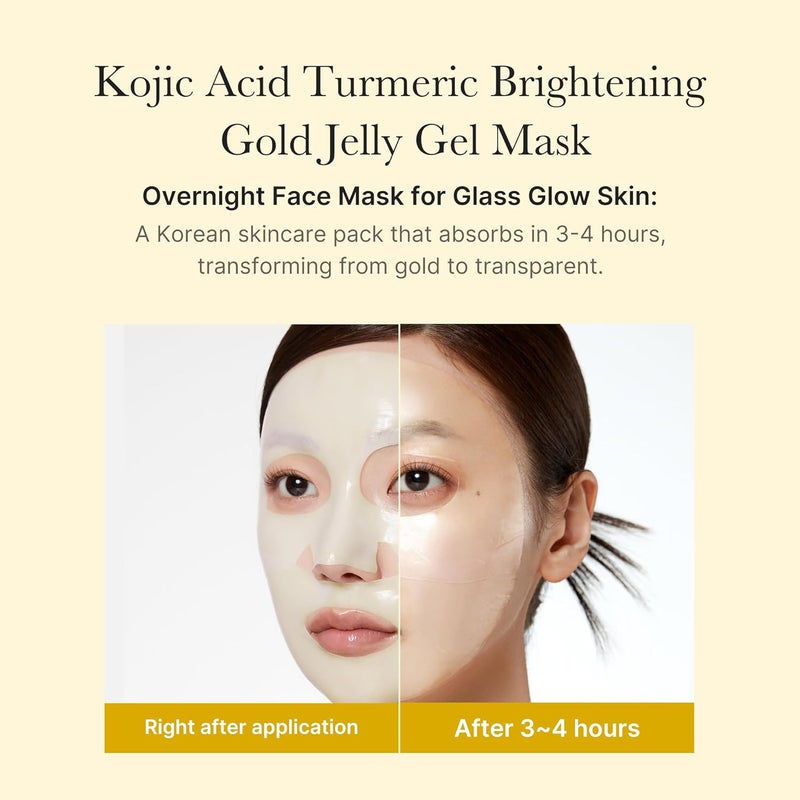 Medicube Kojic Acid Turmeric Brightening Gold Jelly Gel Mask (4EA), Overnight Face Mask with Niacinamide for Radiant Glass Skin, Firming & Hydrating Color-Changing Gel Mask for Elasticity & Even Skin Tone - Image 2