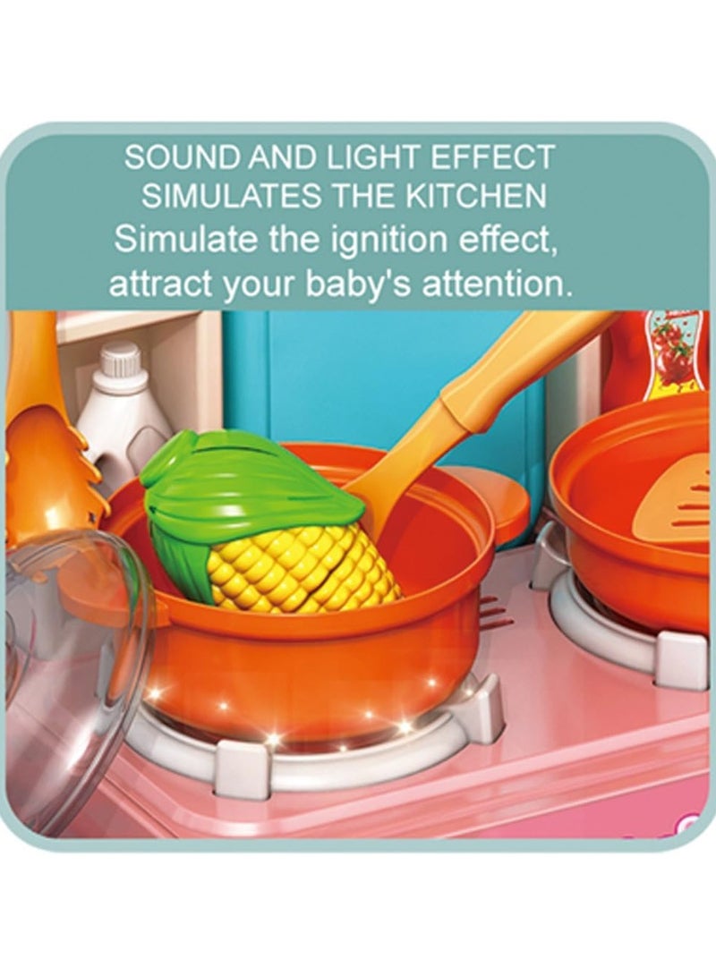 Pretend Play Kitchen Set with Sound Effects and Lights - 33 Pieces - Image 5