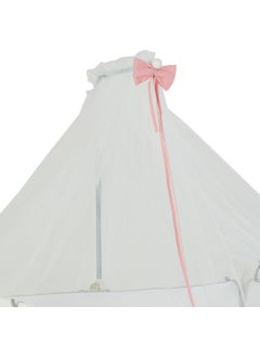 Pink Ribbed Bow Mosquito Net Set & Metal Mosquito Net Hanger
