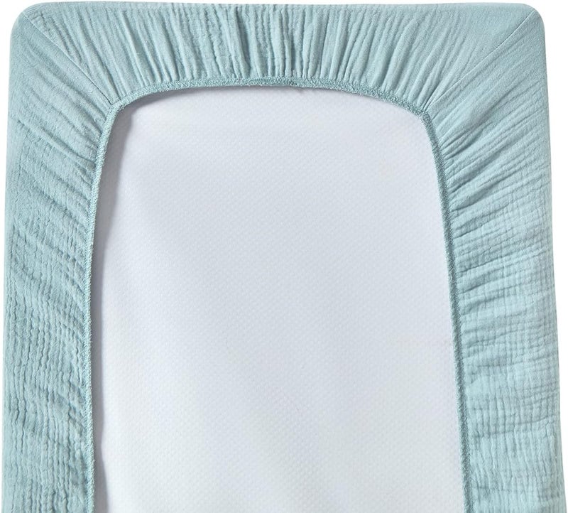 QUENESS Muslin Changing Pad Cover - Light Blue - Image 3