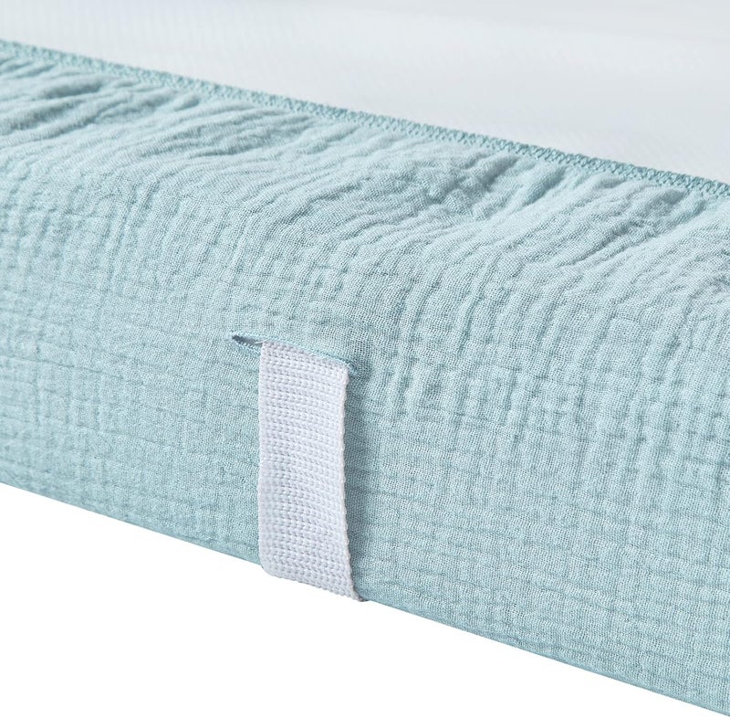 QUENESS Muslin Changing Pad Cover - Light Blue - Image 5