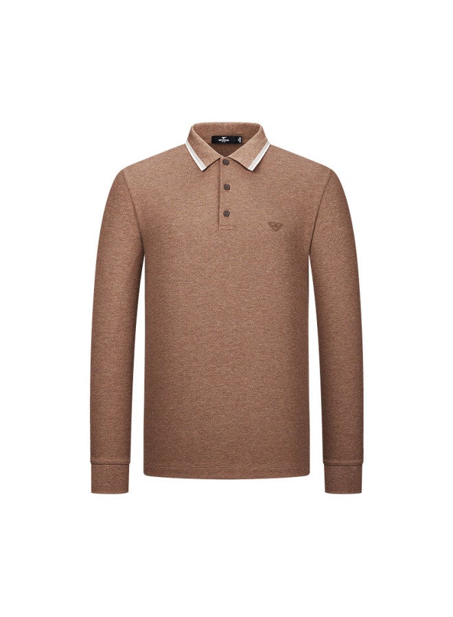 Septwolves Seven Wolves Men's Long Sleeve T-shirt Autumn Business Casual 3a Antibacterial Polo Shirt Thermal Warm Comfortable Men's Collared Shirt - Image 3