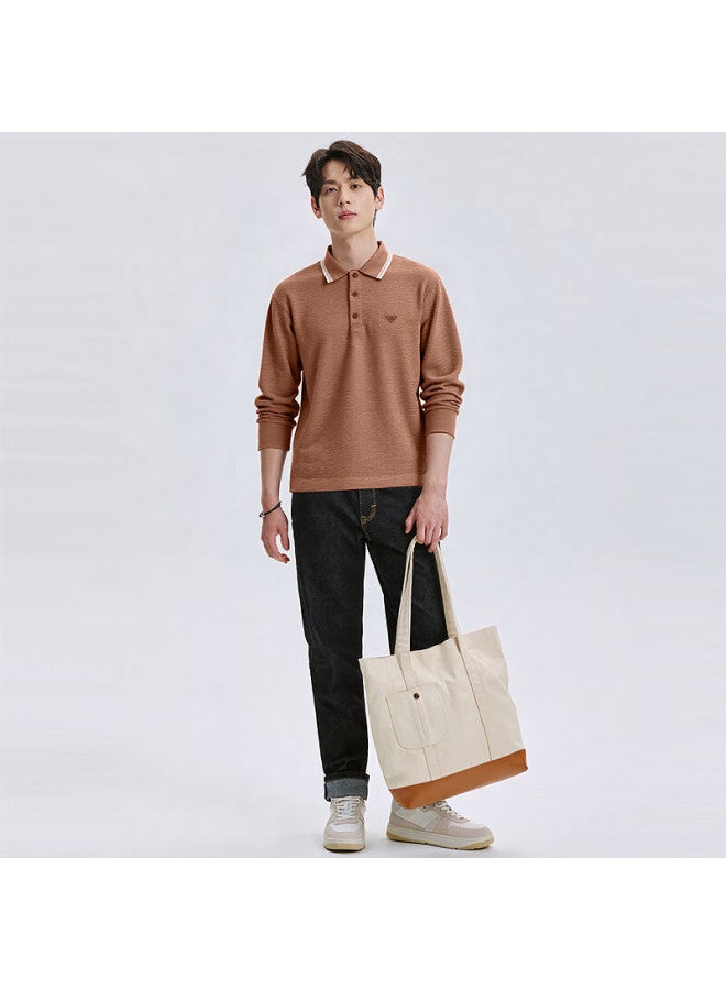 Septwolves Seven Wolves Men's Long Sleeve T-shirt Autumn Business Casual 3a Antibacterial Polo Shirt Thermal Warm Comfortable Men's Collared Shirt - Image 2