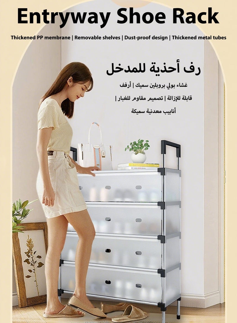 ويمارت رف أحذية من 5 طبقات مع غطاء مقاوم للغبار، خزائن أحذية، منظم خزانة أحذية قائم بذاته، رف أحذية موفر للمساحة لمدخل غرفة المعيشة وغرفة النوم - Image 5