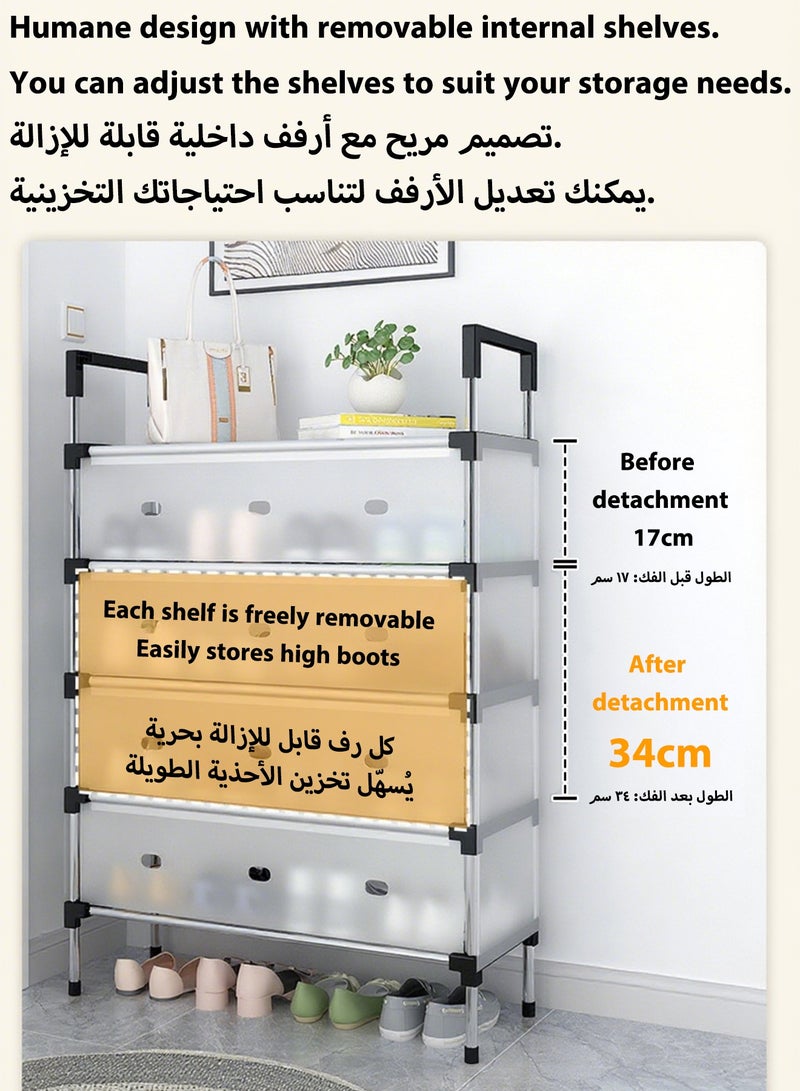 ويمارت رف أحذية من 5 طبقات مع غطاء مقاوم للغبار، خزائن أحذية، منظم خزانة أحذية قائم بذاته، رف أحذية موفر للمساحة لمدخل غرفة المعيشة وغرفة النوم - Image 4
