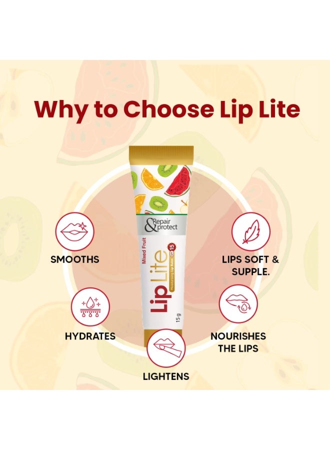 Leeford Liplite Moisturizing Lip Balm Pack of 6 (15g Each) | Mixed Fruit Flavor | With SPF 15 | Enriched with Jojoba, Almond Oil & Shea Butter | Smoothens, Hydrates & Nourishes for Soft, Supple Lips - Image 3